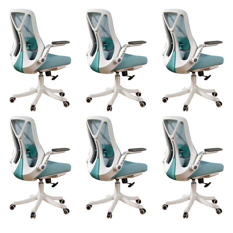 Removable Arms Office Chair Tilt Mechanism No Distressing Slide Chair with Wheels White-Green 6 Piece Set Without Headrest Clearhalo 'furn' 'furn_office_chair' 'Furniture' 'Office Chairs' 'Office Furniture' 'office_chair' 7677611