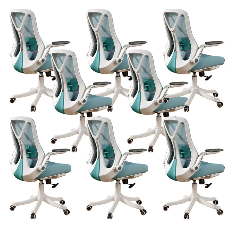 Removable Arms Office Chair Tilt Mechanism No Distressing Slide Chair with Wheels White-Green 8 Piece Set Without Headrest Clearhalo 'furn' 'furn_office_chair' 'Furniture' 'Office Chairs' 'Office Furniture' 'office_chair' 7677612
