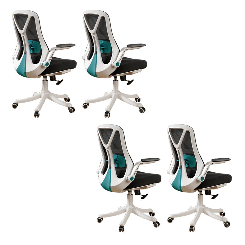 Removable Arms Office Chair Tilt Mechanism No Distressing Slide Chair with Wheels Black Green 4 Piece Set Without Headrest Clearhalo 'furn' 'furn_office_chair' 'Furniture' 'Office Chairs' 'Office Furniture' 'office_chair' 7677615