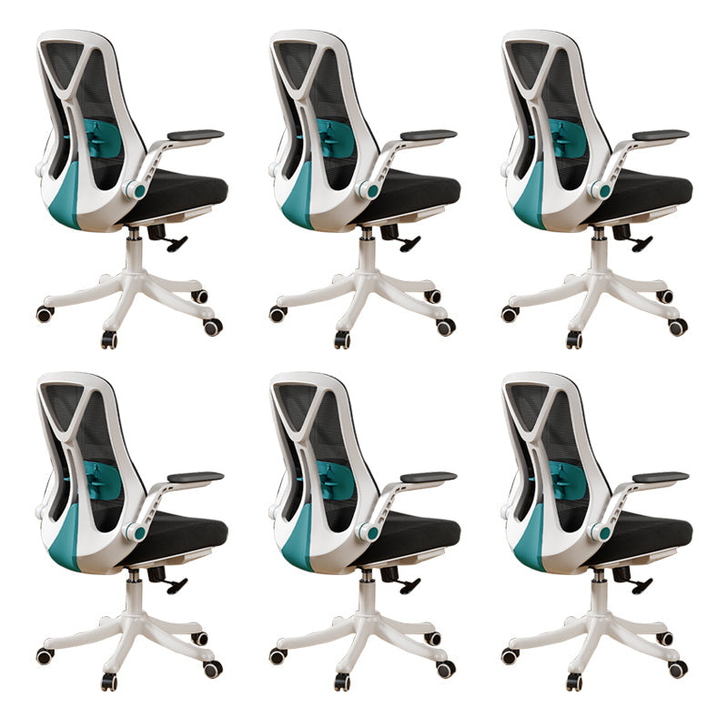 Removable Arms Office Chair Tilt Mechanism No Distressing Slide Chair with Wheels Black Green 6 Piece Set Without Headrest Clearhalo 'furn' 'furn_office_chair' 'Furniture' 'Office Chairs' 'Office Furniture' 'office_chair' 7677616