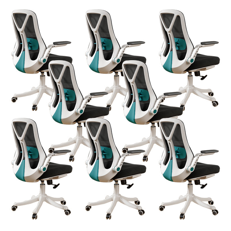 Removable Arms Office Chair Tilt Mechanism No Distressing Slide Chair with Wheels Black Green 8 Piece Set Without Headrest Clearhalo 'furn' 'furn_office_chair' 'Furniture' 'Office Chairs' 'Office Furniture' 'office_chair' 7677617