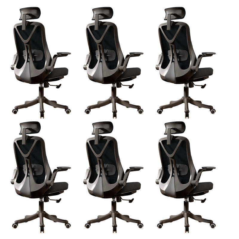 Removable Arms Office Chair Tilt Mechanism No Distressing Slide Chair with Wheels Black 6 Piece Set With Headrest Clearhalo 'furn' 'furn_office_chair' 'Furniture' 'Office Chairs' 'Office Furniture' 'office_chair' 7677621