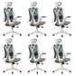 Removable Arms Office Chair Tilt Mechanism No Distressing Slide Chair with Wheels White-Blue 6 Piece Set With Headrest Clearhalo 'furn' 'furn_office_chair' 'Furniture' 'Office Chairs' 'Office Furniture' 'office_chair' 7677625
