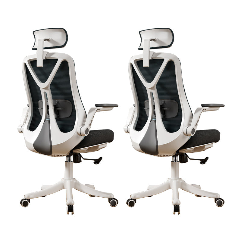 Removable Arms Office Chair Tilt Mechanism No Distressing Slide Chair with Wheels White-Black 2 Piece Set With Headrest Clearhalo 'furn' 'furn_office_chair' 'Furniture' 'Office Chairs' 'Office Furniture' 'office_chair' 7677628