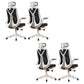 Removable Arms Office Chair Tilt Mechanism No Distressing Slide Chair with Wheels White-Black 4 Piece Set With Headrest Clearhalo 'furn' 'furn_office_chair' 'Furniture' 'Office Chairs' 'Office Furniture' 'office_chair' 7677629