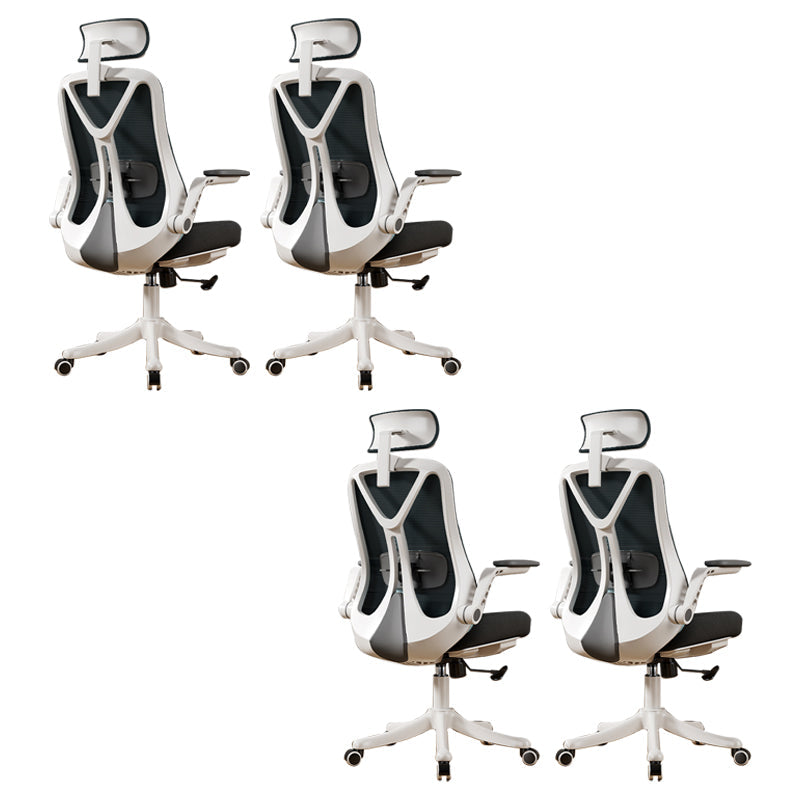 Removable Arms Office Chair Tilt Mechanism No Distressing Slide Chair with Wheels White-Black 4 Piece Set With Headrest Clearhalo 'furn' 'furn_office_chair' 'Furniture' 'Office Chairs' 'Office Furniture' 'office_chair' 7677629