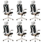 Removable Arms Office Chair Tilt Mechanism No Distressing Slide Chair with Wheels White-Black 6 Piece Set With Headrest Clearhalo 'furn' 'furn_office_chair' 'Furniture' 'Office Chairs' 'Office Furniture' 'office_chair' 7677630