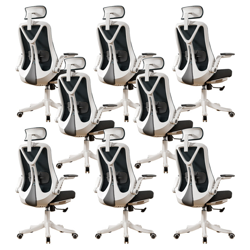 Removable Arms Office Chair Tilt Mechanism No Distressing Slide Chair with Wheels White-Black 8 Piece Set With Headrest Clearhalo 'furn' 'furn_office_chair' 'Furniture' 'Office Chairs' 'Office Furniture' 'office_chair' 7677631