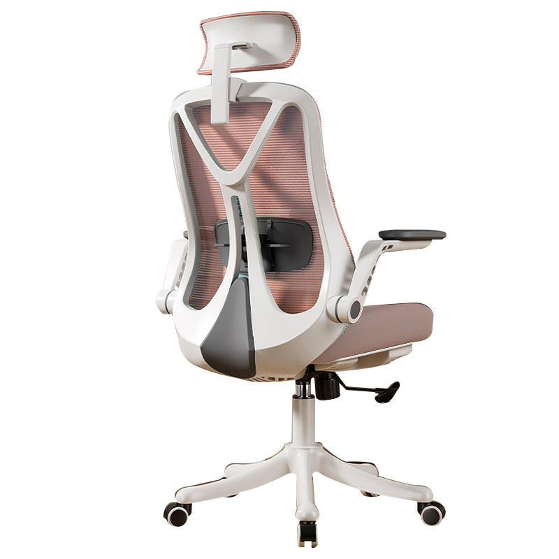 Removable Arms Office Chair Tilt Mechanism No Distressing Slide Chair with Wheels White-Pink 1 Piece With Headrest Clearhalo 'furn' 'furn_office_chair' 'Furniture' 'Office Chairs' 'Office Furniture' 'office_chair' 7677632