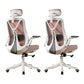 Removable Arms Office Chair Tilt Mechanism No Distressing Slide Chair with Wheels White-Pink 2 Piece Set With Headrest Clearhalo 'furn' 'furn_office_chair' 'Furniture' 'Office Chairs' 'Office Furniture' 'office_chair' 7677633