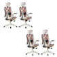 Removable Arms Office Chair Tilt Mechanism No Distressing Slide Chair with Wheels White-Pink 4 Piece Set With Headrest Clearhalo 'furn' 'furn_office_chair' 'Furniture' 'Office Chairs' 'Office Furniture' 'office_chair' 7677634
