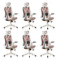 Removable Arms Office Chair Tilt Mechanism No Distressing Slide Chair with Wheels White-Pink 6 Piece Set With Headrest Clearhalo 'furn' 'furn_office_chair' 'Furniture' 'Office Chairs' 'Office Furniture' 'office_chair' 7677635