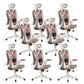 Removable Arms Office Chair Tilt Mechanism No Distressing Slide Chair with Wheels White-Pink 8 Piece Set With Headrest Clearhalo 'furn' 'furn_office_chair' 'Furniture' 'Office Chairs' 'Office Furniture' 'office_chair' 7677636