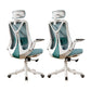 Removable Arms Office Chair Tilt Mechanism No Distressing Slide Chair with Wheels White-Green 2 Piece Set With Headrest Clearhalo 'furn' 'furn_office_chair' 'Furniture' 'Office Chairs' 'Office Furniture' 'office_chair' 7677637