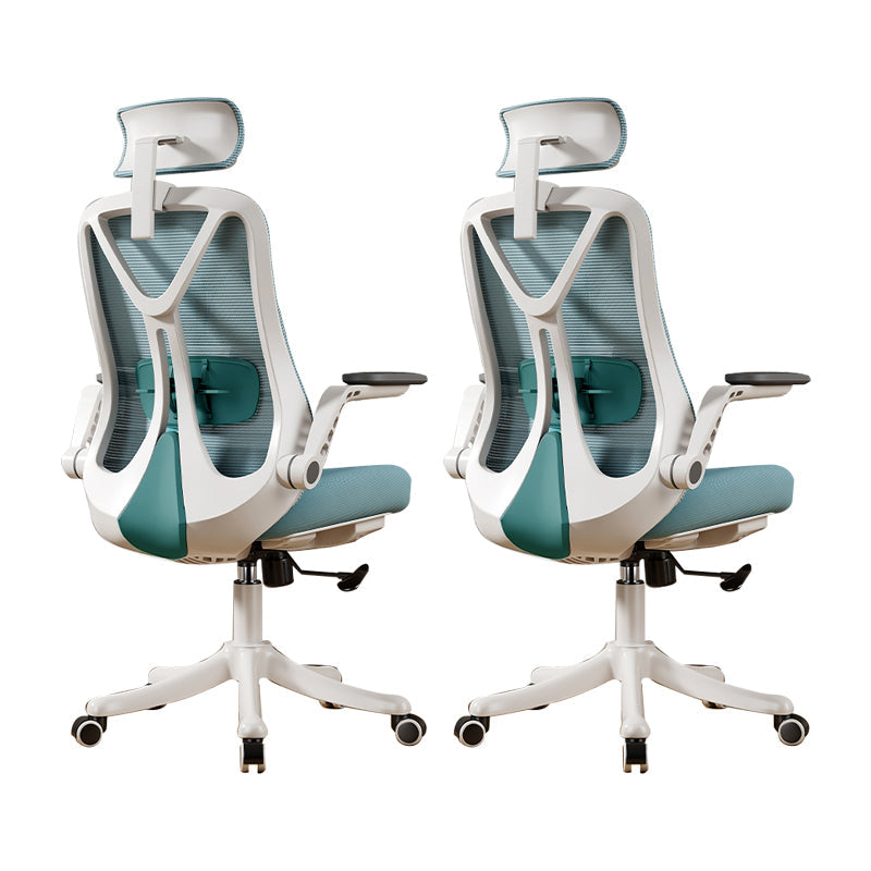Removable Arms Office Chair Tilt Mechanism No Distressing Slide Chair with Wheels White-Green 2 Piece Set With Headrest Clearhalo 'furn' 'furn_office_chair' 'Furniture' 'Office Chairs' 'Office Furniture' 'office_chair' 7677637