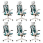 Removable Arms Office Chair Tilt Mechanism No Distressing Slide Chair with Wheels White-Green 6 Piece Set With Headrest Clearhalo 'furn' 'furn_office_chair' 'Furniture' 'Office Chairs' 'Office Furniture' 'office_chair' 7677639