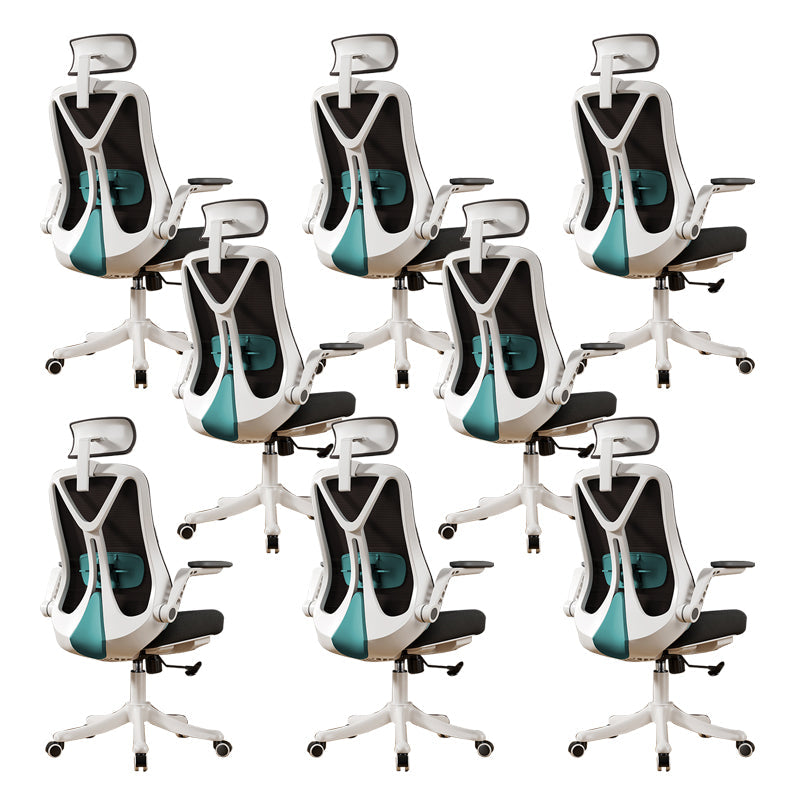 Removable Arms Office Chair Tilt Mechanism No Distressing Slide Chair with Wheels Black Green 8 Piece Set With Headrest Clearhalo 'furn' 'furn_office_chair' 'Furniture' 'Office Chairs' 'Office Furniture' 'office_chair' 7677645