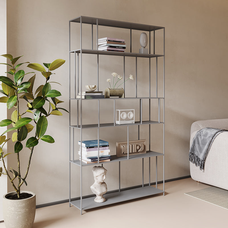Moderne stijl Open Back boekenplank Verticale metalen boekenkast met planken