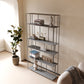 Moderne stijl Open Back boekenplank Verticale metalen boekenkast met planken