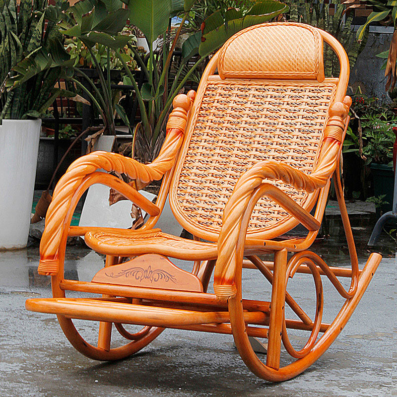 Traditional Rocking Chair Rattan Built-in Armrest Indoor Rocking Chair