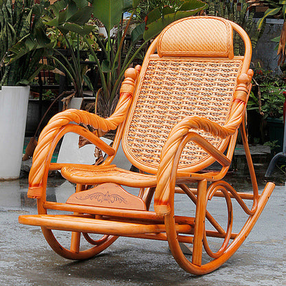 Traditional Rocking Chair Rattan Built-in Armrest Indoor Rocking Chair