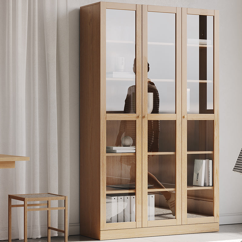 Storage Contemporary File Cabinet Solid Wood and Glass Frame Cabinet