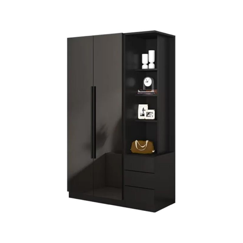 Modern Glass Doors Wardrobe Cabinet Black Bedroom Storage Cabinet