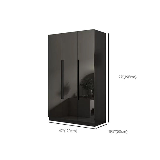 Modern Glass Doors Wardrobe Cabinet Black Bedroom Storage Cabinet