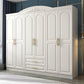 Engineered Wood Armoire Glam White Wardrobe Cabinet with 2 Drawers