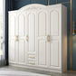 Engineered Wood Armoire Glam White Wardrobe Cabinet with 2 Drawers