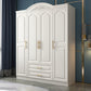 Engineered Wood Armoire Glam White Wardrobe Cabinet with 2 Drawers