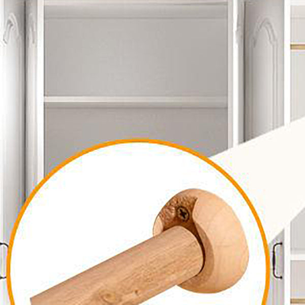 Engineered Wood Armoire Glam White Wardrobe Cabinet with 2 Drawers