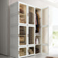 White Foldable Plastic Wardrobe Freestanding Wardrobe with Shelves