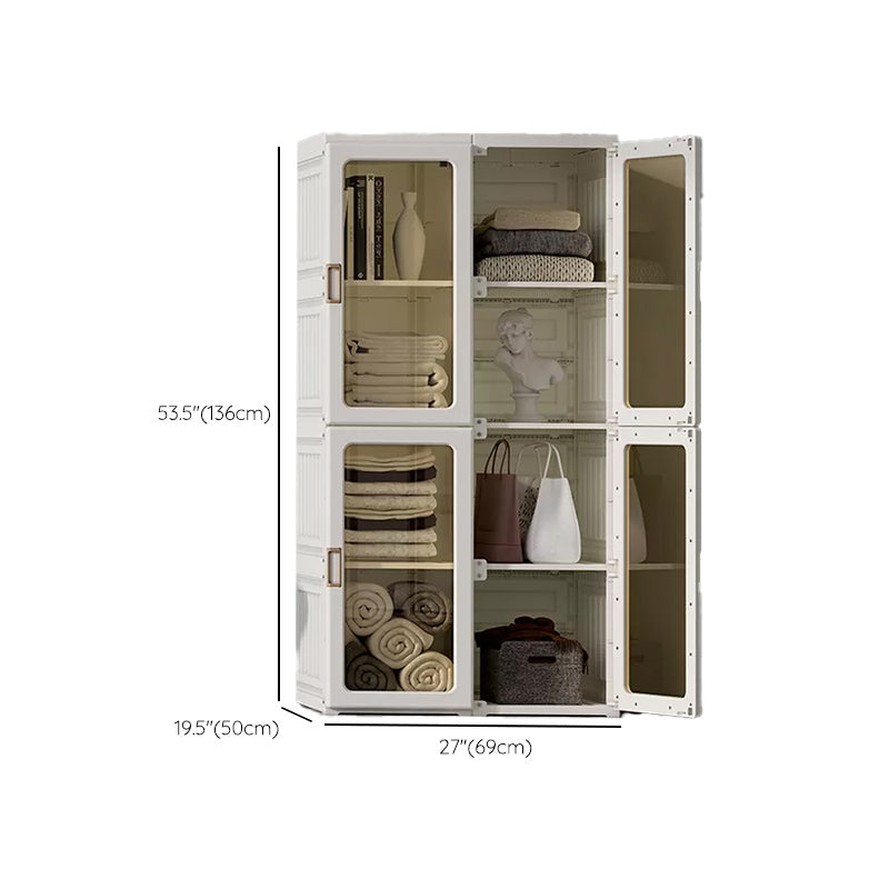 White Foldable Plastic Wardrobe Freestanding Wardrobe with Shelves