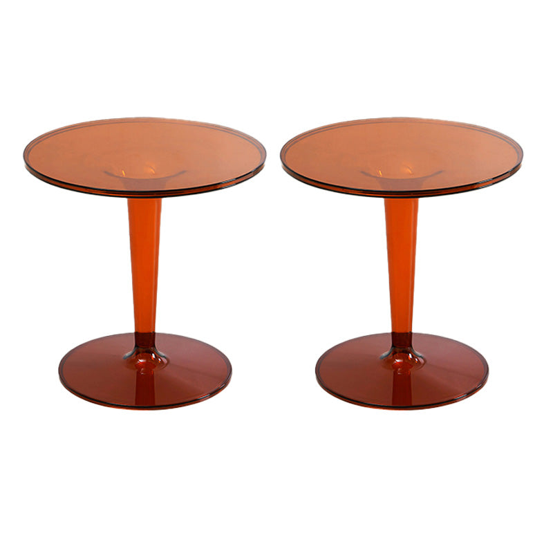 Contemporary Round Side End Table Plastic Pedestal Sofa Side Table Brown 2 Clearhalo 'Coffee & Accent Tables' 'End & Side Tables' 'end_side_tables' 'furn' 'furn_end_side_tables' 'Furniture' 'Living Room Furniture' 7683458