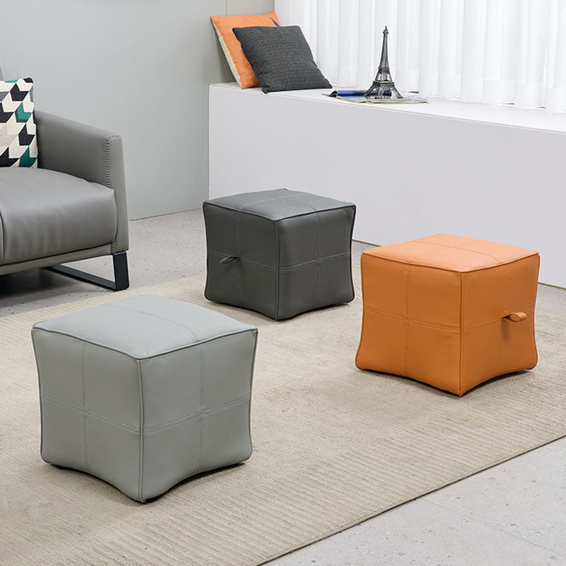 Contemporary Square Cube Leather Upholstered Cube for Living Room Clearhalo 'furn' 'furn_ottomans_poufs' 'Furniture' 'Living Room Furniture' 'Ottomans & Poufs' 'ottomans_poufs' 7684107
