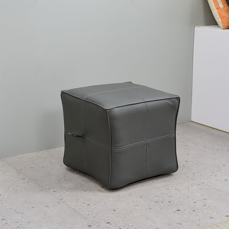 Contemporary Square Cube Leather Upholstered Cube for Living Room Dark Gray 1 Piece Clearhalo 'furn' 'furn_ottomans_poufs' 'Furniture' 'Living Room Furniture' 'Ottomans & Poufs' 'ottomans_poufs' 7684108