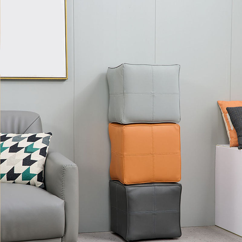 Contemporary Square Cube Leather Upholstered Cube for Living Room Clearhalo 'furn' 'furn_ottomans_poufs' 'Furniture' 'Living Room Furniture' 'Ottomans & Poufs' 'ottomans_poufs' 7684114