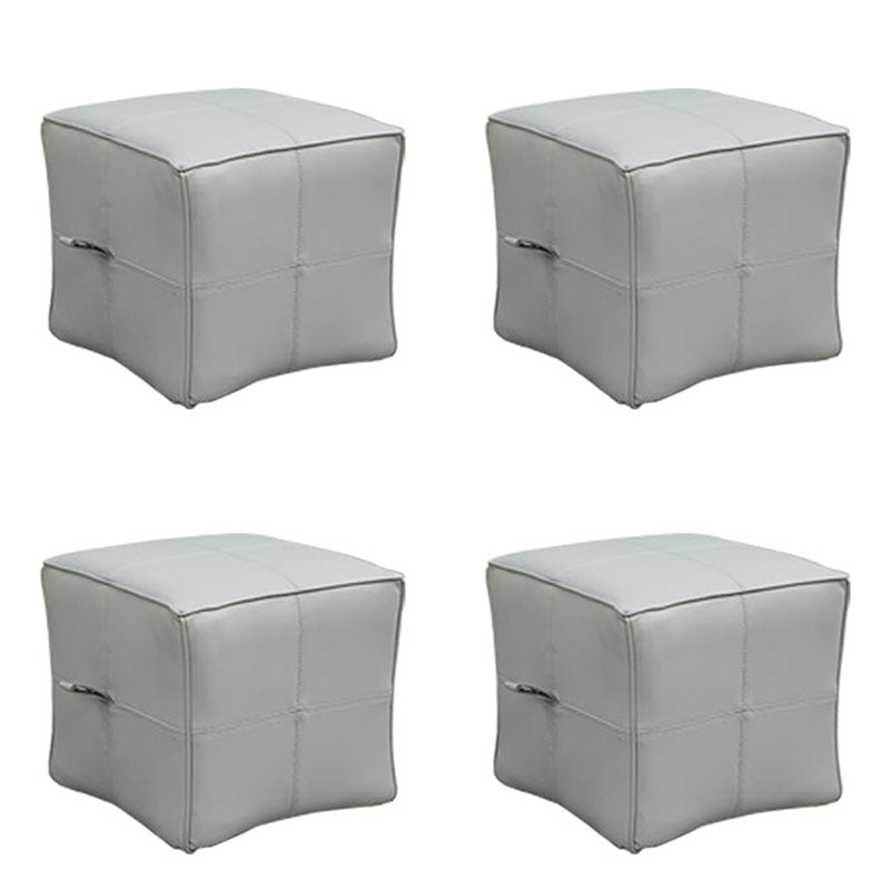 Contemporary Square Cube Leather Upholstered Cube for Living Room Light Gray 4 Piece Set Clearhalo 'furn' 'furn_ottomans_poufs' 'Furniture' 'Living Room Furniture' 'Ottomans & Poufs' 'ottomans_poufs' 7684116