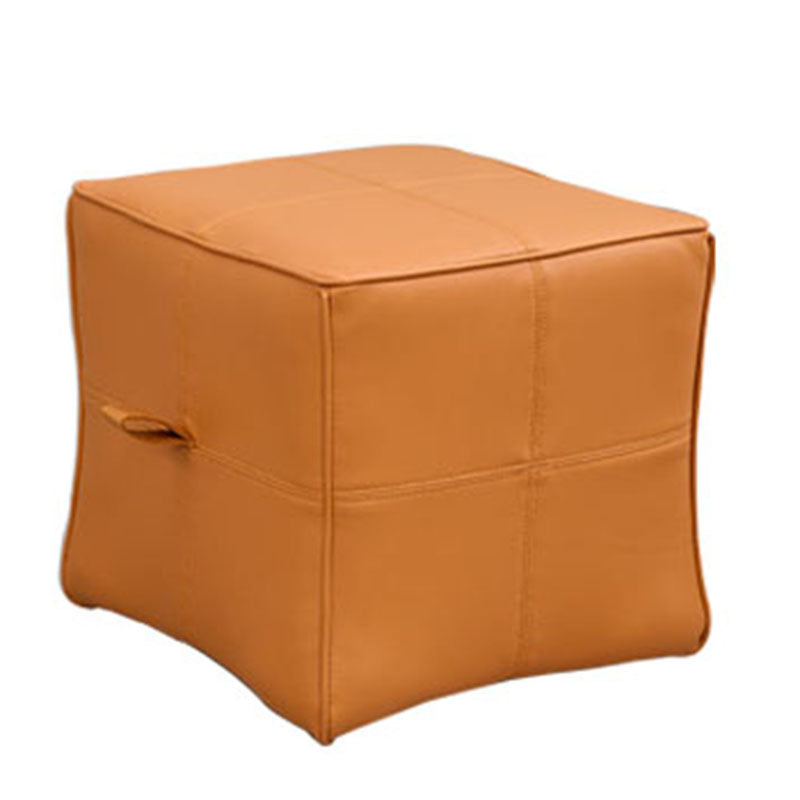 Contemporary Square Cube Leather Upholstered Cube for Living Room Clearhalo 'furn' 'furn_ottomans_poufs' 'Furniture' 'Living Room Furniture' 'Ottomans & Poufs' 'ottomans_poufs' 7684125