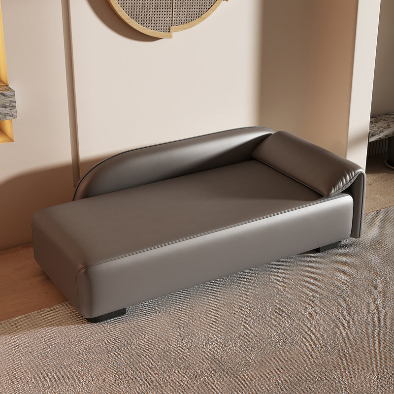 Scandinavian Upholstered Solid Color Genuine Leather One Armed Chaise Gray Right-Arm Chaise Clearhalo 'Chairs & Seating' 'Chaise Lounge' 'chaise_lounge' 'furn' 'furn_chaise_lounge' 'Furniture' 'Living Room Furniture' 7684457