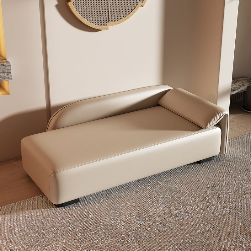Scandinavian Upholstered Solid Color Genuine Leather One Armed Chaise Clearhalo 'Chairs & Seating' 'Chaise Lounge' 'chaise_lounge' 'furn' 'furn_chaise_lounge' 'Furniture' 'Living Room Furniture' 7684460