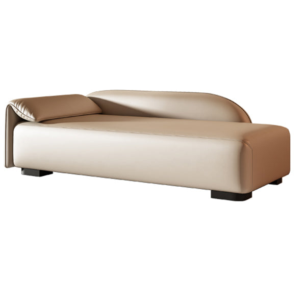 Scandinavian Upholstered Solid Color Genuine Leather One Armed Chaise Beige Left-Arm Chaise Clearhalo 'Chairs & Seating' 'Chaise Lounge' 'chaise_lounge' 'furn' 'furn_chaise_lounge' 'Furniture' 'Living Room Furniture' 7684461