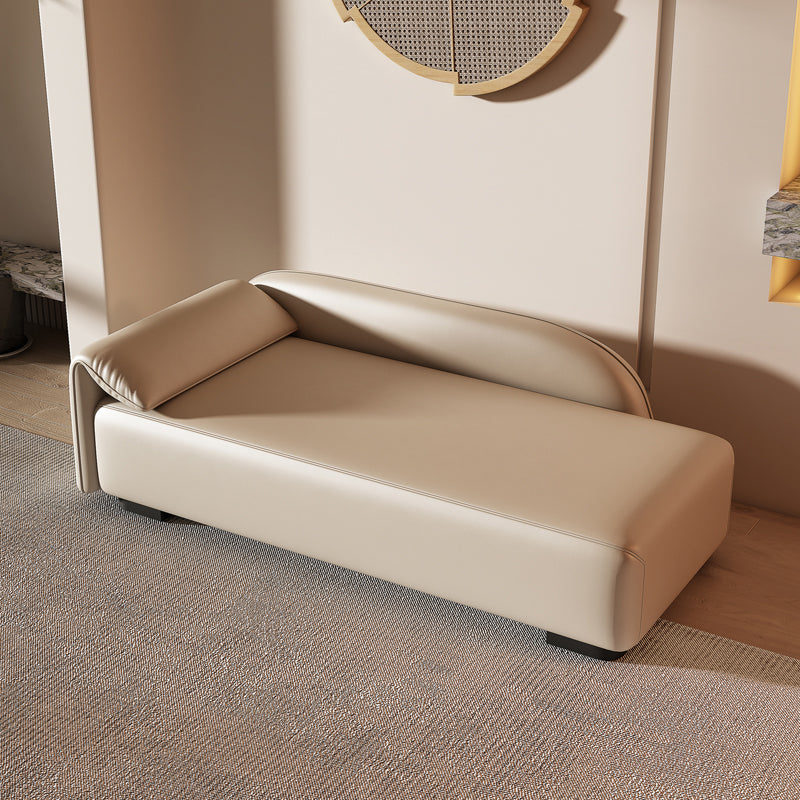 Scandinavian Upholstered Solid Color Genuine Leather One Armed Chaise Clearhalo 'Chairs & Seating' 'Chaise Lounge' 'chaise_lounge' 'furn' 'furn_chaise_lounge' 'Furniture' 'Living Room Furniture' 7684463