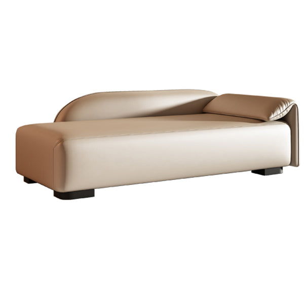 Scandinavian Upholstered Solid Color Genuine Leather One Armed Chaise Beige Right-Arm Chaise Clearhalo 'Chairs & Seating' 'Chaise Lounge' 'chaise_lounge' 'furn' 'furn_chaise_lounge' 'Furniture' 'Living Room Furniture' 7684464