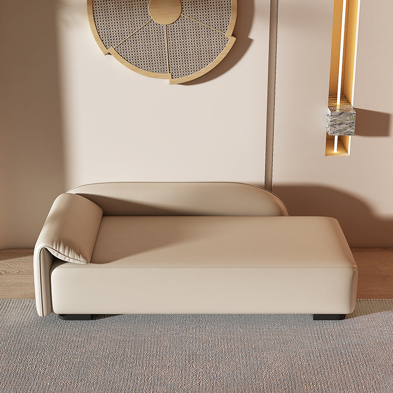 Scandinavian Upholstered Solid Color Genuine Leather One Armed Chaise Clearhalo 'Chairs & Seating' 'Chaise Lounge' 'chaise_lounge' 'furn' 'furn_chaise_lounge' 'Furniture' 'Living Room Furniture' 7684467