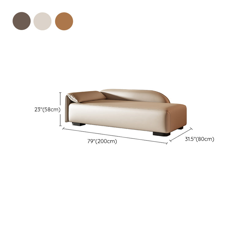 Scandinavian Upholstered Solid Color Genuine Leather One Armed Chaise Clearhalo 'Chairs & Seating' 'Chaise Lounge' 'chaise_lounge' 'furn' 'furn_chaise_lounge' 'Furniture' 'Living Room Furniture' 7684472