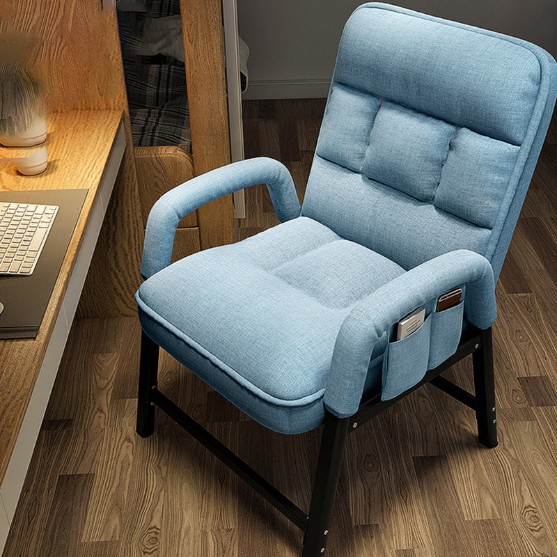 Metal Single Ergonimic Recliner with Pillow Adjustable Solid Color Recliner & Storage Bag Blue Clearhalo 'Chairs & Seating' 'furn' 'furn_recliners' 'Furniture' 'Living Room Furniture' 'Recliners' 7684506