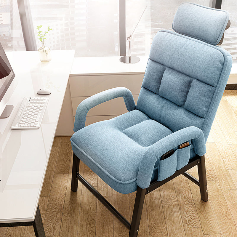 Metal Single Ergonimic Recliner with Pillow Adjustable Solid Color Recliner & Storage Bag & Lifting Headrest Blue Clearhalo 'Chairs & Seating' 'furn' 'furn_recliners' 'Furniture' 'Living Room Furniture' 'Recliners' 7684511