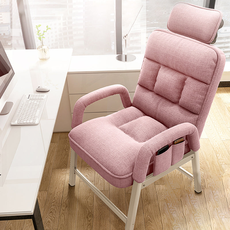 Metal Single Ergonimic Recliner with Pillow Adjustable Solid Color Recliner & Storage Bag & Lifting Headrest Pink Clearhalo 'Chairs & Seating' 'furn' 'furn_recliners' 'Furniture' 'Living Room Furniture' 'Recliners' 7684514